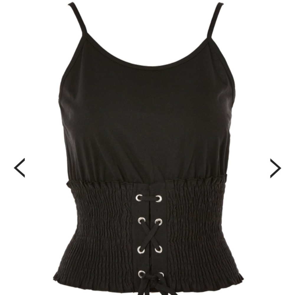 Topshop Shirred Corset Waist Camisole Top